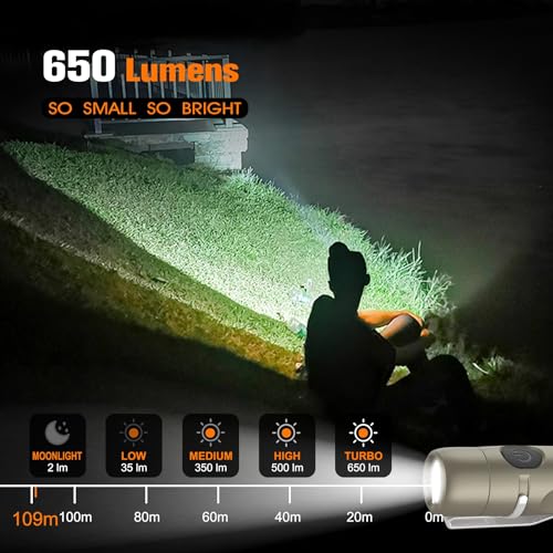 S15 Rechargeable Keychain Flashlight,650 High Lumen EDC Flashlight,Super Bright LED Mini Flashlight Be Suitable for Camping, Hiking,Outdoor Activities,Emergency（Khaki 6500K） - color: Khaki