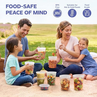 GUSTO [32 oz. - 24 Count Plastic Deli Containers with Lids - Disposable Food Storage Containers With Airtight Lids, Ideal for Soups, Stews, and Meal Prep - size: 32 oz