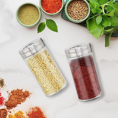 Segarty Spice Jar, 3 Pack 4 oz Glass Spice Jars with Shaker Lids, Clear Seasoning Organizer Spice Containers with Adjustable Pour Holes for Kitchen Cabinet, Salt Shakers with Stainless Lid - size: 4oz / 120ml
