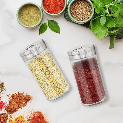 Segarty Spice Jar, 3 Pack 4 oz Glass Spice Jars with Shaker Lids, Clear Seasoning Organizer Spice Containers with Adjustable Pour Holes for Kitchen Cabinet, Salt Shakers with Stainless Lid - size: 4oz / 120ml