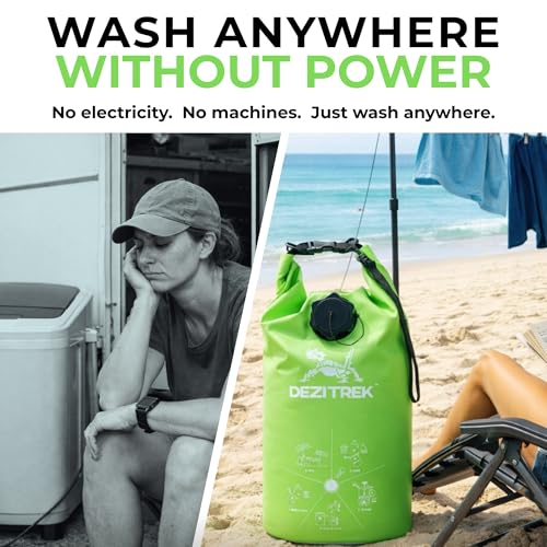 All in One Hand Wash Bag and Plunger Set - Off Grid Washing Machine Non Electric for Camping Travel | Eco Friendly Portable Manual Clothes Washer Laundry Bag for RV's (Medium) - size: Medium