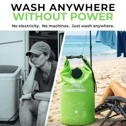 All in One Hand Wash Bag and Plunger Set - Off Grid Washing Machine Non Electric for Camping Travel | Eco Friendly Portable Manual Clothes Washer Laundry Bag for RV's (Medium) - size: Medium