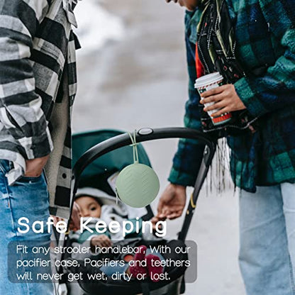 2 Pack Silicone Pacifier Holder Case, BPA-Free Silicone Pacifier Pouches for Baby Boys & Girls, Portable Case (Sage/Clay) - color: Sage,Clay