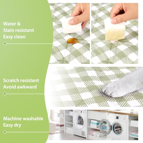 ZAZE Extra Large Picnic Outdoor Blanket, 80''x80'' Waterproof Foldable Blankets Gingham Picnic Mat for Beach, Camping Grass Lawn Park Accessories Cute Couple Gifts Ideas Wedding Registry(Green White) - color: Green and White