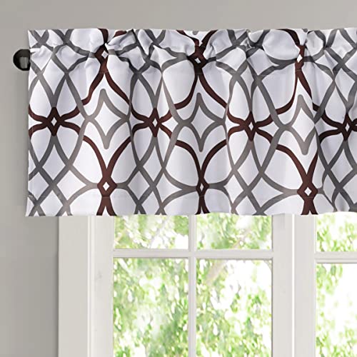H.VERSAILTEX Blackout Curtain Valances for Kitchen/Bathroom - Thermal Insulated Window Valances for Living Room/Bedroom Rod Pocket Short Curtain 1 Panel, 52x18 inch, Geo in Brown and Gray - color: Geo in Brown and Gray
