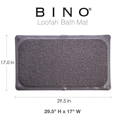 BINO | Loofah Non-Slip Bath Mat for Tub - Grey | Spa-Inspired Comfort, Quick-Drying, Secure Suction Cups | Exfoliating Shower Mat for a Luxurious and Safe Bathing Experience - color: Grey