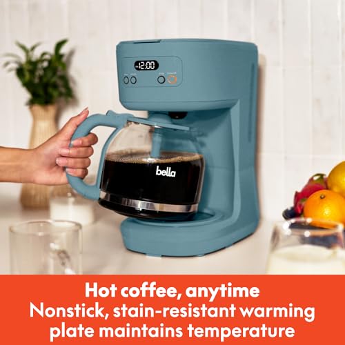 bella 12 Cup Programmable Coffee Maker, Reusable Dishwasher Safe Accessories, Easy LCD display, Auto Shutoff, 900 watt, Surf - color: Surf