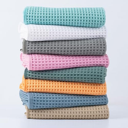 MICROFI New Microfiber Waffle Bath Towels, 3 Pieces, Oversized, Soft, Absorbent, Fast Drying, Lint Free, Includes Bath, Face and Hand Towels 430 GSM - color: Green
