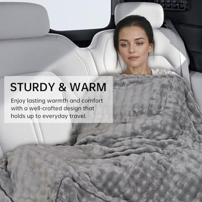 Travel Blanket and Pillow-2-in-1, Ultra-Soft&Compact, One-Piece Airplane Blanket with Hand Luggage Belt and Backpack Clip,Travelers Accessories Gifts, 61x43 Inches (Gray) - color: Gray