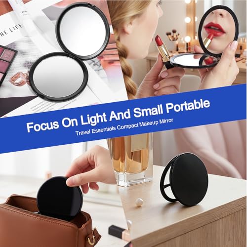 Lusofie 1X / 20X Small Magnifying Mirror Black Portable Travel Magnifying Mirror Round Small Pocket Mirrors for Men Women 3 Inch