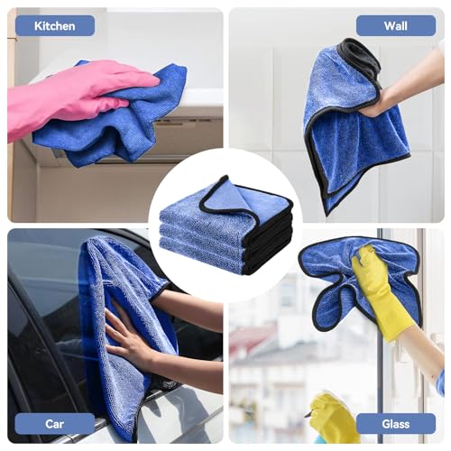 Shiny Cleaning Wipes, 3Pcs Super Absorbent Microfiber Bath Towels for Effortless Cleaning of Windows, Bathroom, Car & Home Toilet -Shiny Cleaning Wipes Shower Cleaning Cloths（15.7x23.6in） - color: Blue