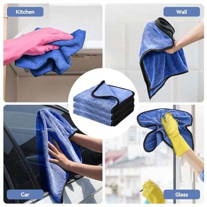 Shiny Cleaning Wipes, 3Pcs Super Absorbent Microfiber Bath Towels for Effortless Cleaning of Windows, Bathroom, Car & Home Toilet -Shiny Cleaning Wipes Shower Cleaning Cloths（15.7x23.6in） - color: Blue