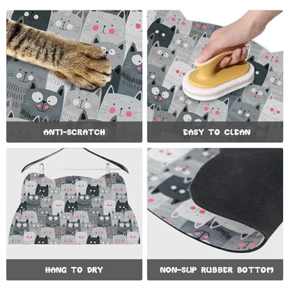 Grey Cat Food & Water Mats - Absorbent Pet Feeding Placemats 23.6 * 13.7 inch - color: Grey, size: Medium