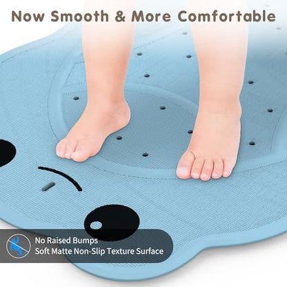 Upgraded Bathtub Mat Non Slip, Kids Bath Mat 30"x 18", Bath Mat for Tub Non Slip with Strong Suction and Textured Surface, Natural Rubber Latex Free PVC Free Safe for Baby, Frog Pattern, Blue - color: Blue