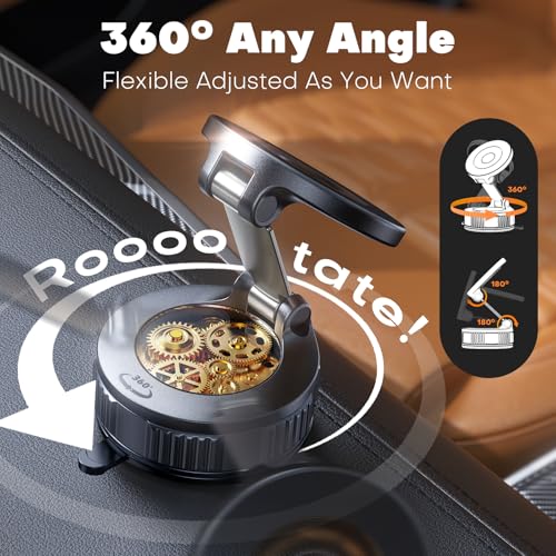 Car Phone Holder, 360°Adjustable Magnetic Phone Holder for Car, Foldable Suction Cup Phone Mount, Phone Holders for Your Car for iPhone 17/16/15/14/13/12 Series - color: Black
