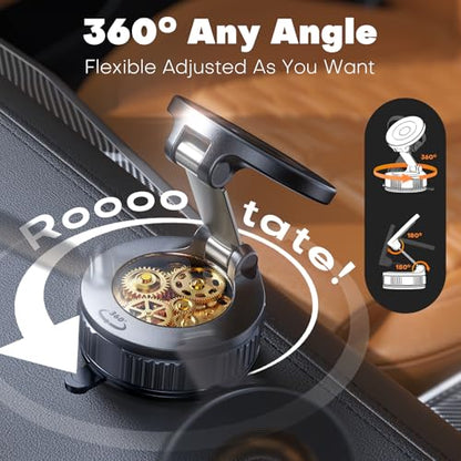Car Phone Holder, 360°Adjustable Magnetic Phone Holder for Car, Foldable Suction Cup Phone Mount, Phone Holders for Your Car for iPhone 17/16/15/14/13/12 Series - color: Black