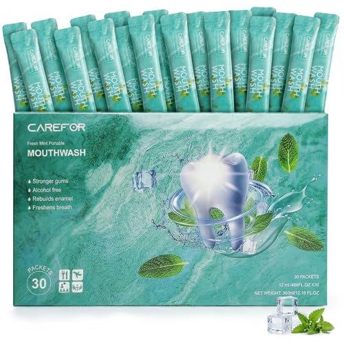 Mouthwash Travel Size Portable Packets to Go, Alcohol & Fluoride Free Fresh Mint MouthwashStrips for Superior Oral Hygiene,30 Individual Disposable Mouthwash Packs(Pack of 30) - color: Green, size: 0.01 Fl Oz (Pack of 30)