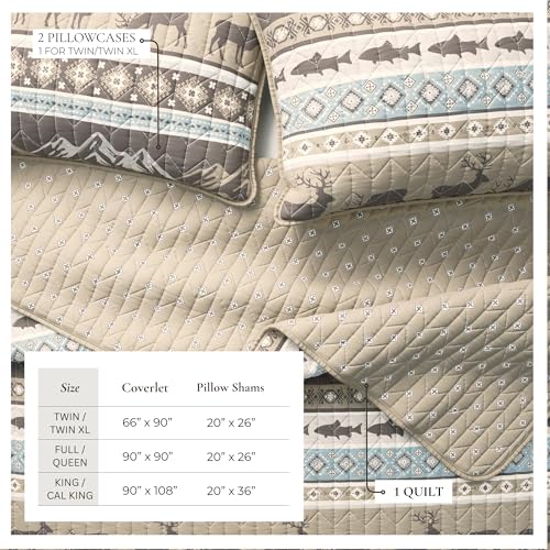 Great Bay Home Lodge Quilt Set - 2-Piece Twin/Twin XL Size Rustic Bedding Set - Lightweight, All-Season, Reversible Bedspread (Rustic Lodge Stripes) - color: Rustic Lodge Stripes, size: Twin / Twin XL