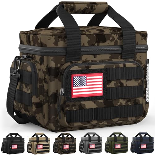 HOTOR Lunch Box for Men & Women - Insulated Lunch Bag with Multiple Pockets, Tactical Cooler Bag for Work, Hiking, Camping, Fishing, Travel, Camouflage Brown, 11.0" x 8.3" x 7.1" - color: Brown Camouflage, size: 8l - 1 Tier