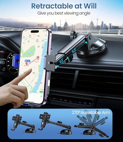 Wireless Car Charger, MOKPR 15W Fast Charging Auto-Clamping Car Mount Hands-Free Car Charger Mount for Dash Windshield Air Vent Compatible with iPhone 16 15/14/13/12, Samsung S23/S22/S21,Blue - color: Blue