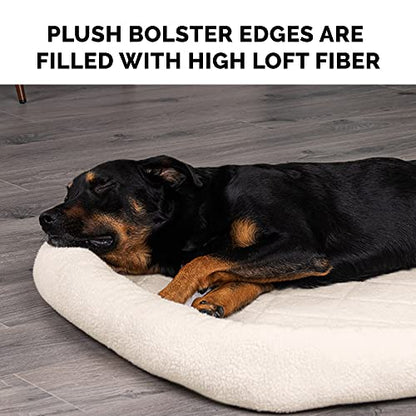 Furhaven Dog Bed for Large Dogs, 100% Washable, Sized to Fit Crates - Sherpa Fleece Bolster Crate Pad - Cream, Jumbo/XXL - color: Cream, size: Jumbo (XX-Large)