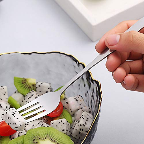 IQCWOOD Spoons and Forks Flatware Set, 3 Pairs Chopsticks Forks and Spoons Silverware Korean Utensil Set, Stainless Steel Korean Dinnerware Portable Utensils for Home