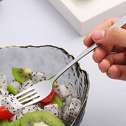 IQCWOOD Spoons and Forks Flatware Set, 3 Pairs Chopsticks Forks and Spoons Silverware Korean Utensil Set, Stainless Steel Korean Dinnerware Portable Utensils for Home