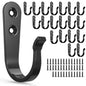 BREYDROK 20-Pack Towel Hooks for Bathroom, Heavy Duty Black Metal Wall Hooks for Robe, Coat, Kitchen, Closet, Garage Organizer - color: 20Pcs + Black