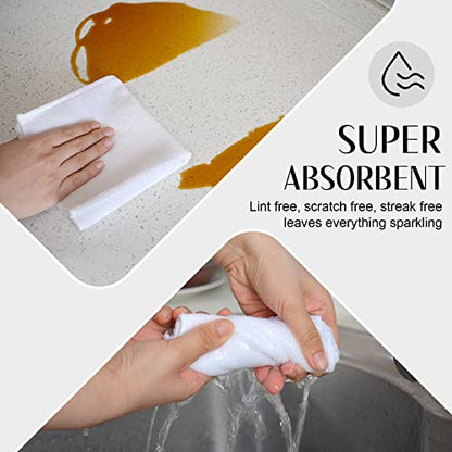 SINLAND Microfiber Cleaning Cloth Dish Cloth Kitchen No Streak Absorbent Dish Rags Lens Cloths 12Inchx12Inch 12 Pack White - color: White