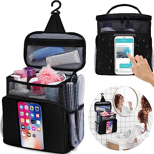 Mesh Shower Caddy,Portable HangingTravel Toiletry Bag Dorm Room Essentials for College Students Girls,Large Makeup Organizer for Full-Sized Toiletries,Travel Essentials for Women Girls Camping Beach - color: Black