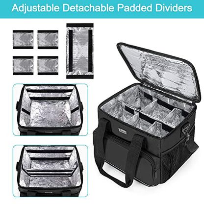 Trunab Insulated Medical Bag with Adjustable Dividers, Medicine Supplies Water-Resistant Bag for Home, Travel, Camping, Empty Bag - Patented Design,Black - color: Black, size: Large