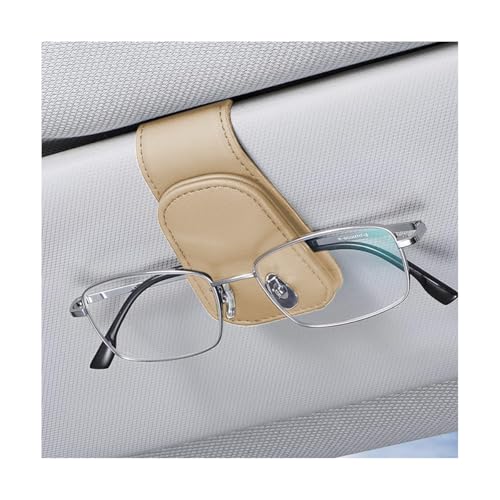 zipelo Sunglasses Holder for Car Sun Visor, Vehicle Magnetic Leather Eyeglass Hanger, Sun Glasses Mount Clip on Visors, Ticket Card Cash Organizer, Auto Interior Accessories (Beige, 1 PCS) - color: Beige, size: 1 PCS