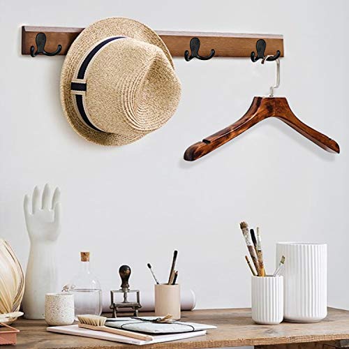 IBosins 10 Pack Heavy Duty Double Prong Coat Hooks Wall Mounted with 20 Screws Retro Double Hooks Utility Hooks for Coat, Scarf, Bag, Towel, Key, Cap, Cup, Hat - color: 10 Pcs Black
