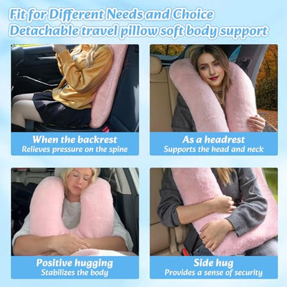 Swemos Travel Pillow, Car Pillow for Kids & Adults - Ergonomic Travel Pillows Sleeping Aid for Neck & Body Support, Car Travel Essentials Pillow on Road Trips-Gray - color: Gray