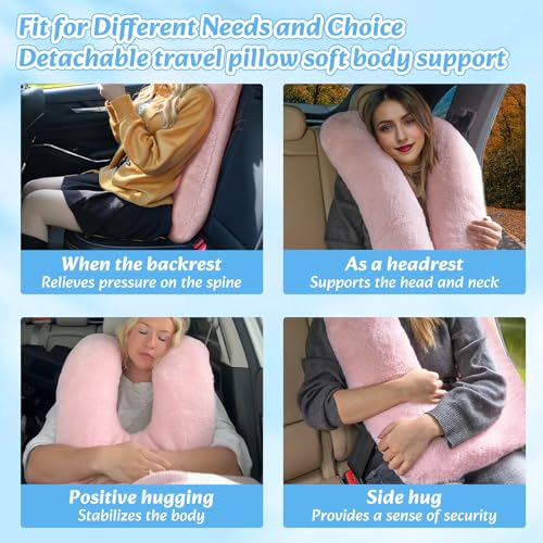 Swemos Travel Pillow, Car Pillow for Kids & Adults - Ergonomic Travel Pillows Sleeping Aid for Neck & Body Support, Car Travel Essentials Pillow on Road Trips-Gray (Green) - color: Green