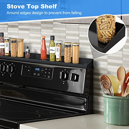 30" Magnetic Stove Top Shelf Spice Rack,2 Pack 15" kitchen Seasoning Organizers Storage Gadgets Spice Rack Over The Stove Shelf Metal (Black-2 Pack 15") - color: Black-2 Pack 15"