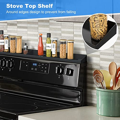 30" Magnetic Stove Top Shelf Spice Rack,2 Pack 15" kitchen Seasoning Organizers Storage Gadgets Spice Rack Over The Stove Shelf Metal (Black-2 Pack 15") - color: Black-2 Pack 15"