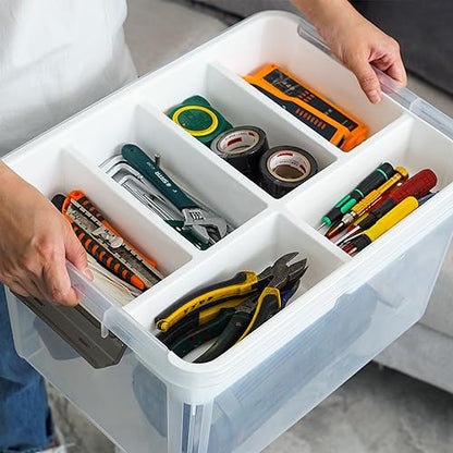 Citylife 32 QT Plastic Storage Bins with Removable Tray Large Stackable Storage Containers for Organizing Craft Storage and Storage Craft, Clothes, Files, Office Supplies, 4 Packs - size: 32 Qt- 4 Pack