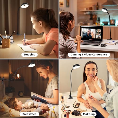 LiFMIRA Reading Light for Beds Headboards, Clip on Light LED Reading Book Light with Clamp Eye-Friendly Desk Lamp 3 Color Modes & 10 Brightness Flexible Reading Lights for Books in Bed Bedside Black - color: Black