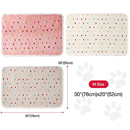 Dono 1 Pack 3 Dog Blankets, Soft Fluffy Fleece Pet Blanket Warm Sleep Mat Paw Print Design Puppy Kitten Throw Blanket Doggy Mat, Blanket for Dogs - color: White/Light Coffee/Pink, size: Medium(30*20")