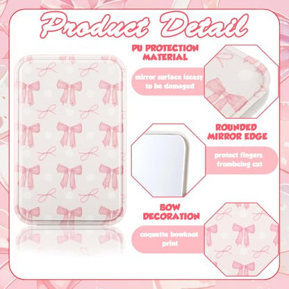 Geelin 12 Pcs Compact Mirror Bulk Mini Pocket Mirrors for Women Travel Folding Mirror Portable Hand Mirrors for Graduation Party Gift Camping Office Home(Pink Bow) - style: Pink Bow