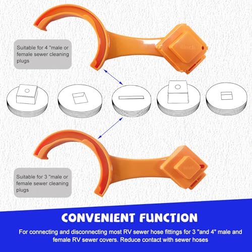 Ohleats 2 PCS RV Sewer Hose Wrench, Multi Purpose Fittings Wrench to Connect and Disconnect Sewer Hoses, Fits Most 3 Inch and 4 Inch Male/Female RV Sewer Caps, RV Accessories