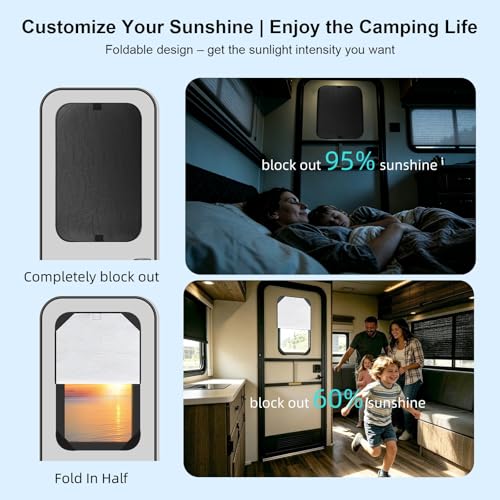 RV Door Window Shade Cover 16"x25" - Foldable UV Blocking & Privacy Blackout Shield with Hook-Loop Fastener, Waterproof Camper Trailer Motorhome Accessories - size: 16"x25"