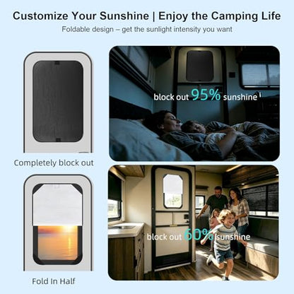 RV Door Window Shade Cover 16"x25" - Foldable UV Blocking & Privacy Blackout Shield with Hook-Loop Fastener, Waterproof Camper Trailer Motorhome Accessories - size: 16"x25"