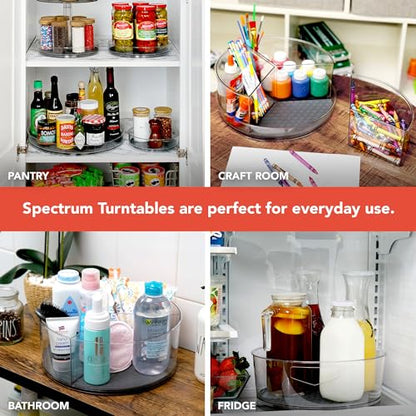 Spectrum Medium Lazy Susan Organizers 9.5 in Pack of 2 for Cabinet Pantry Table Rotating Kitchen Storage Spice Rack Fridge Organization, Charcoal Gray Spinning Turntable for Sauces Jams Condiments - size: Medium