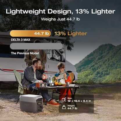 EF ECOFLOW Portable Power Station DELTA 3 MAX with 400W Solar Panel, 3400W X-Boost Output, Ultra-Fast 0-80% Charging in 1.13 Hr, Home Backup & RV Camping - style: DELTA 3 Max+400W Solar Panel