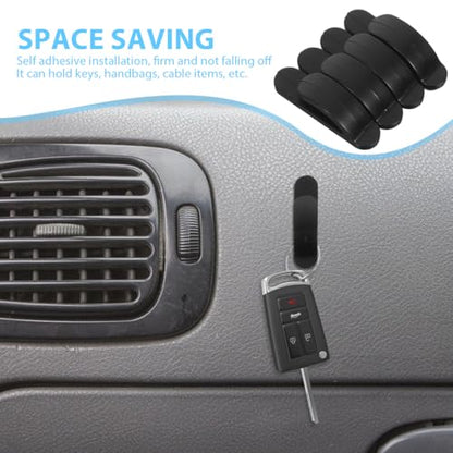 FAVOMOTO 4PCS Car Mini Hooks, Plastic Adhesive Car Dashboard Hook Seatback Organizer Vehicle Interior Accessories Stickers for Key Earphone Charging Cable