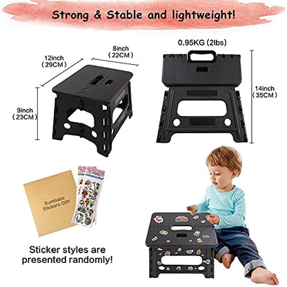 Kids Folding Step Stool for Toddlers – Safety Lock to Stable (1 Black) - color: Only Black