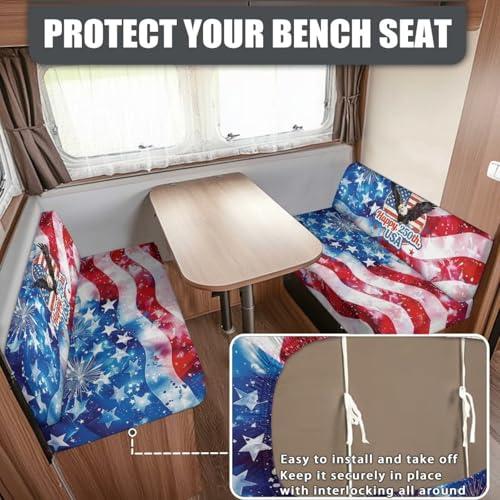 USA 250th Anniversary RV Dinette Cushions Covers for Travel, American Flag RV Dinette Booth Set Stretch Sofa Seat Slipcovers - color: 250th Anniversary American Flag