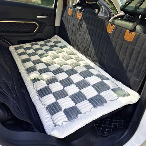 Backseat Pet Bed Mat, Truck Plaid Dog Bed for Car Back Seat, Deluxe Dog Seat Covers, Non-Slip Travel Pet Mat, Fit for Backseat Extenders and Trucks SUVs (Bluegrey&White, 24.8x54 inch) - color: BlueGrey&White